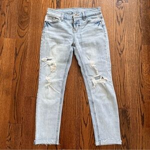 Old Navy Boyfriend Straight Jeans 0 Light Blue Distressed